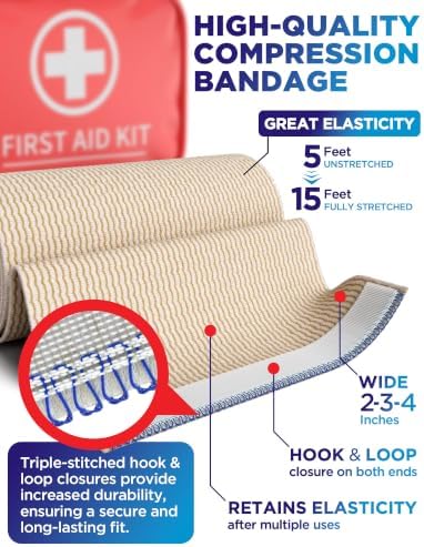 Premium Elastic Bandage Wrap - 6pack (2x2in, 2x3in, 2x4in) - Self-Closing