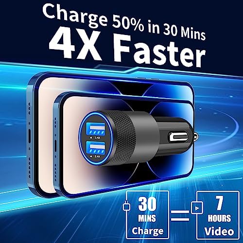 Apple MFi Certified iPhone Car Charger Fast Charging 4.8A Car Phone Charger