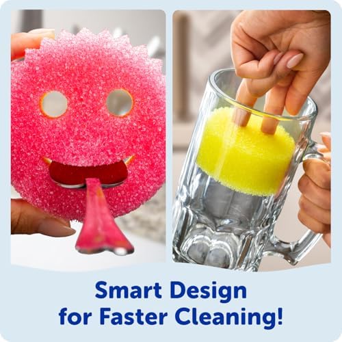 Scrub Mommy Kitchen Sponge (6) + Daddy Caddy Sink Holder