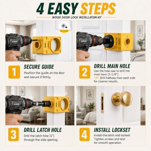 KATA 1-3/8" - 1-3/4" Door Lock Installation Kit for Wood Doors