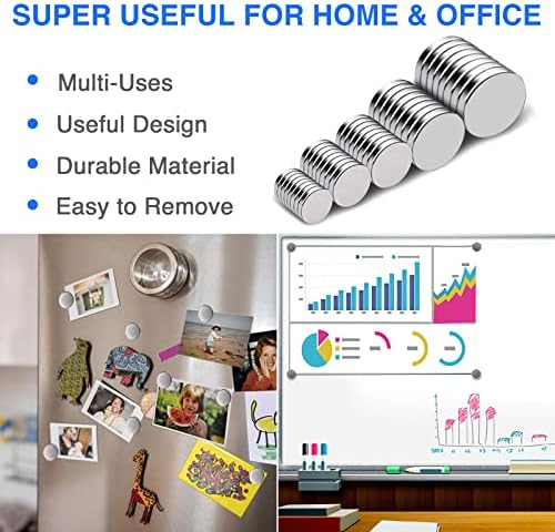 DIYMAG Small Rare Earth Magnets, 40 Pack, 5 Sizes - Neodymium Magnets for Refrigerator, DIY, Crafts, Kitchen & Office