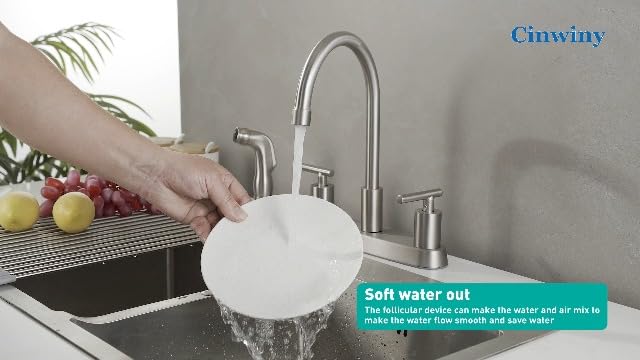2-Handle Kitchen Faucet with Sprayer 4 Hole, Brushed Nickel