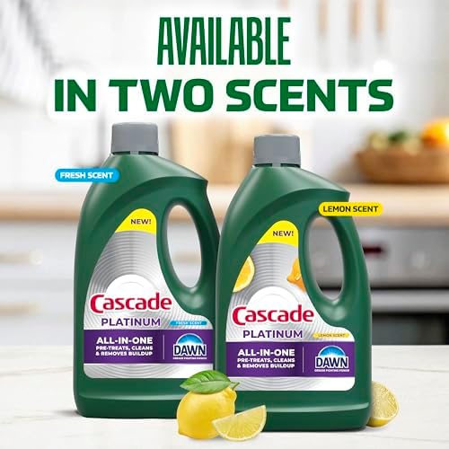 Cascade Platinum Dishwasher Liquid Gel, Dish Soap for Dishwasher With the Grease Fighting Power of Dawn, Fresh Scent, 75oz (Pack of 1)