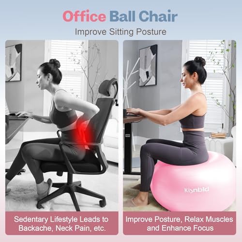 kisnbld Exercise Ball, Extra Thick Yoga Ball for Home Workout & Stability