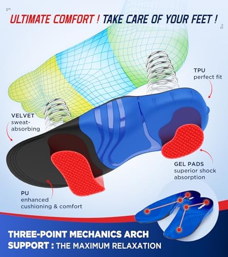 NEUPU 240+lbs Plantar Fasciitis Relief Insoles Men, Shoe Inserts for Women
