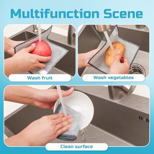 Forggon Non Scratch Wire Dishcloth,New Upgrade 3-Layer,12pcs,7.08"X8.86"