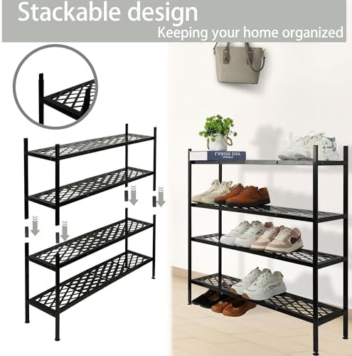 Shoe Rack, 45.6" Expandable Shoe Storage Organizer for Closet - Stackable