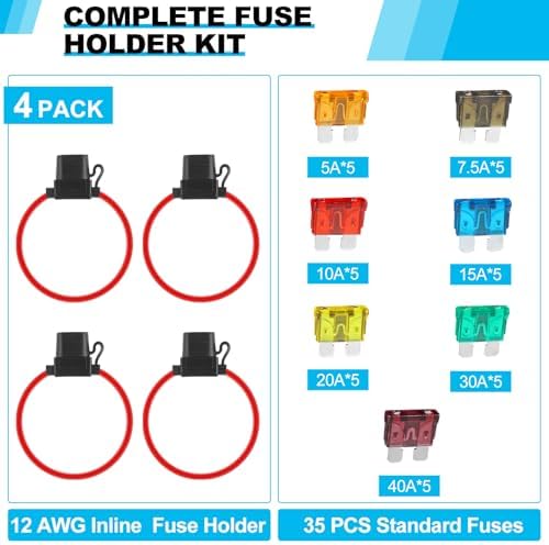 Cooclensportey 4 Pack 12AWG Waterproof Inline Fuse Holder