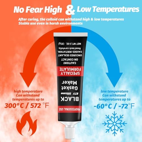 1DFAUL RTV Silicone Gasket Maker, High Temp Silicone Resist Oil, Black,170g