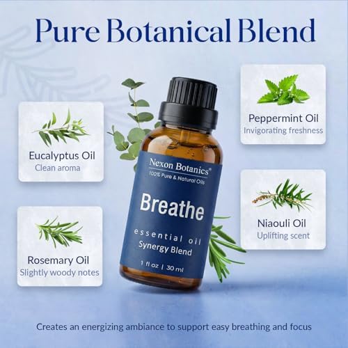 Breathe Essential Oil Blend 30 ml - Eucalyptus, Menthol for Humidifiers