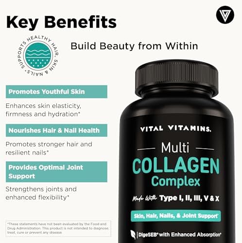 Vital Vitamins Multi Collagen Peptides Complex for Women & Men, 150 Pills