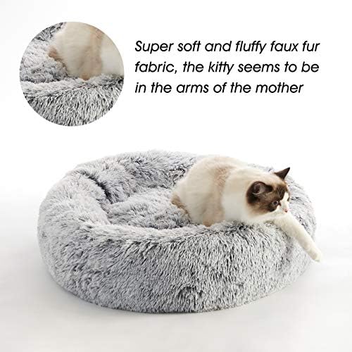 Western Home Calming Donut Cat Bed Small Dog Bed Washable,20" Light Grey