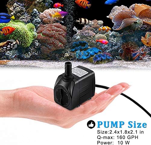 PULACO 160GPH Small Submersible Water Pump with 3.3 ft Tubing