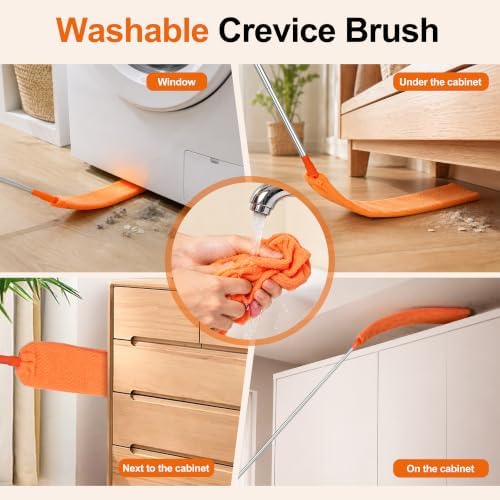 Cobweb Duster with Extension Pole, Pole5-Piece Spider Web Brush with Pole Kit, 100" Telescoping Microfiber Feather Dusters for Cleaning, Bendable Washable Dusters for High Ceilings, Ceiling Fans