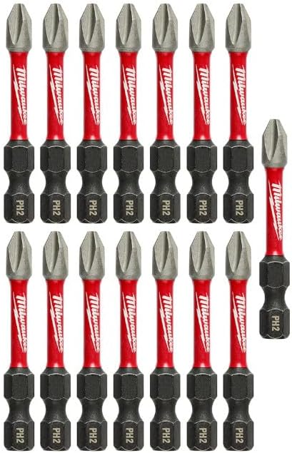 MILWAUKEE ELECTRIC TOOL 48-32-5004 Shockwave 2" Power Bit Phillips #2 15 Piece Contractor Pack