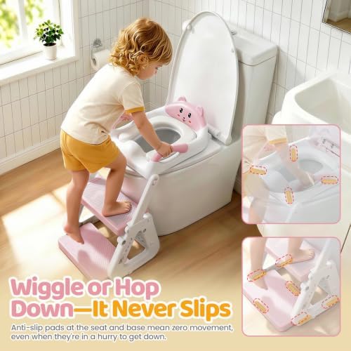 Orzbow Potty Training Seat with Step Stool, Toddler Toilet Seat with Ladder