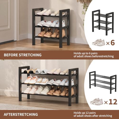 Expandable Shoe Rack, Heavy Duty Metal Shoe Organizer for Closet