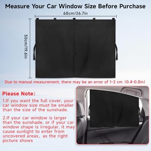 Car Window Shades, 2 PCS Magnetic Double Layer Auto Sun Shade for Side Windows Privacy Full Covers/Half Shade Options Back Car Window Curtains for Baby Protection