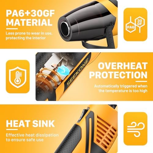 SEEKONE 350W Mini Heat Gun with 2-Temp Settings 842℉ & 500℉