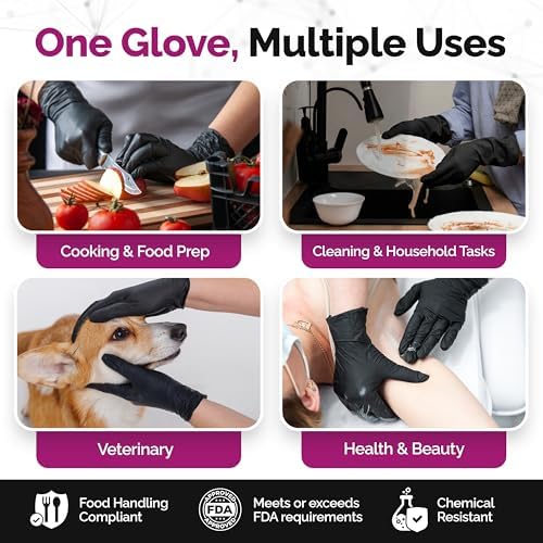 GripProtect Precise Black Nitrile Gloves 4 Mil, Chemical Resistant Gloves