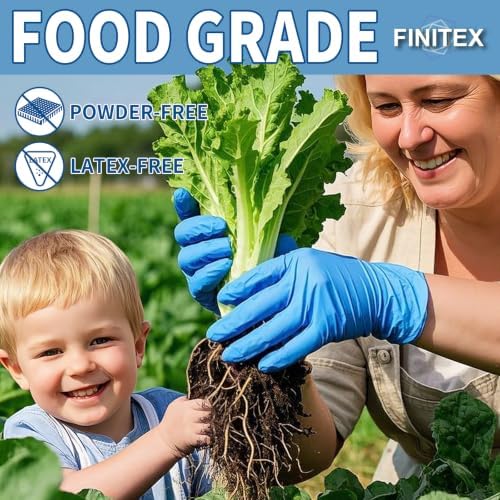 FINITEX Blue Disposable Nitrile Exam Gloves - 200 PCS/BOX 3.5mil Rubber Powder-Free Latex-Free Medical Cleaning Food Gloves