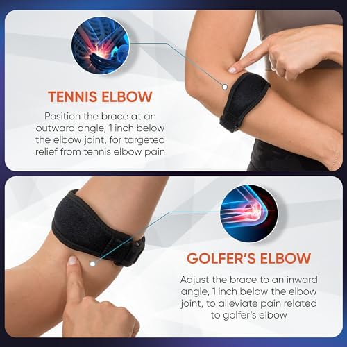 2-Pack Tennis Elbow Brace for Men & Women, Golfer's Elbow Support Strap