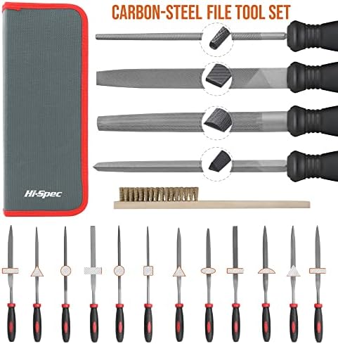 Hi-Spec Metal Hand & Needle File Tool Kit Half-Round Round & Triangle Files