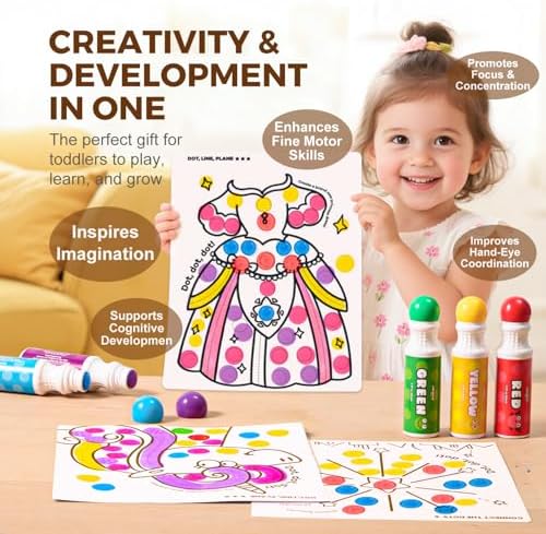 Jar Melo Washable Dot Markers for Toddlers, 6 Colors, Large 60ML