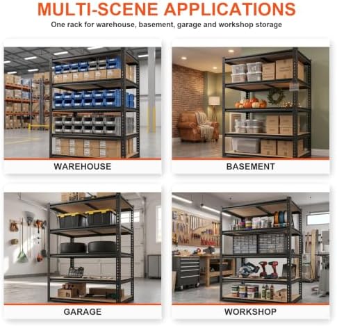 36" Garage Shelving 2200 LBS, Extra Deep 16" 5-Tier Storage Rack
