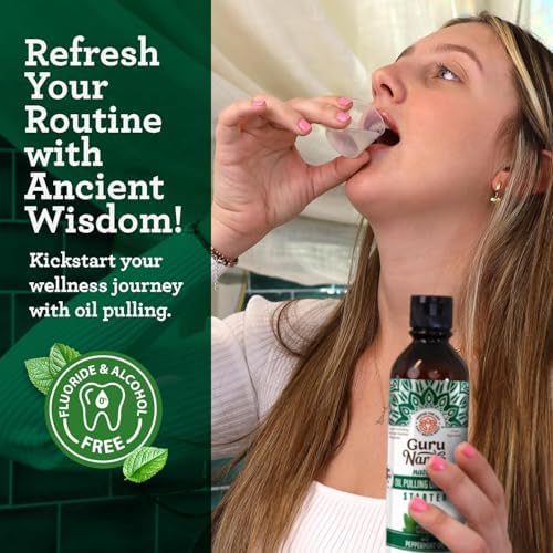 GuruNanda Starter Coconut Oil Pulling Mouthwash with Peppermint Oil, 8oz