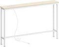 SUPERJARE 78.8 inch Narrow Behind Couch Table with 2 Charging Stations