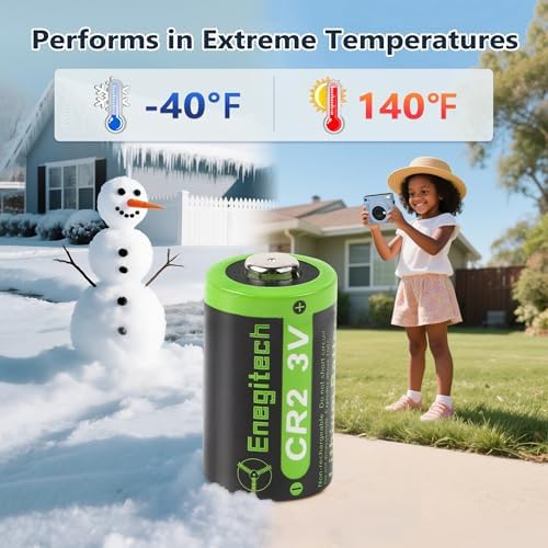 Enegitech CR2 Batteries, 3V CR 2 Lithium Battery for Nest Temperature Sensor, Golf Rangefinder, Smart Switch Button Pusher, Instax Square SQ1/SQ6/SQ40 Non-Rechargeable (CR2 2 Pack)