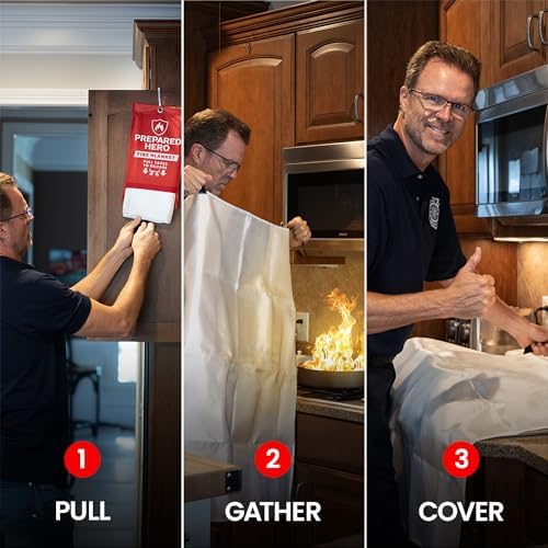 Prepared Hero Emergency Fire Blanket, Kitchen & Home, 39 x 39 in, 2 Pack