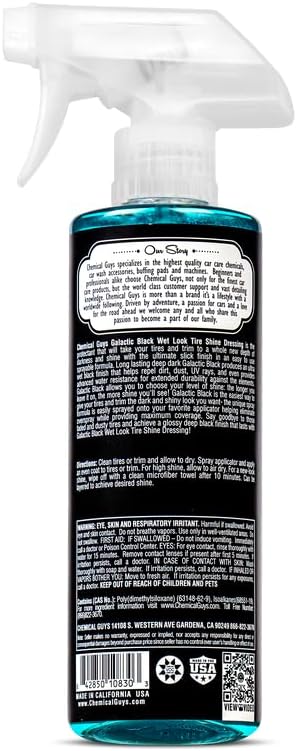 Chemical Guys, Galactic Black Wet Look Tire Shine Spray, High Gloss, 16 oz