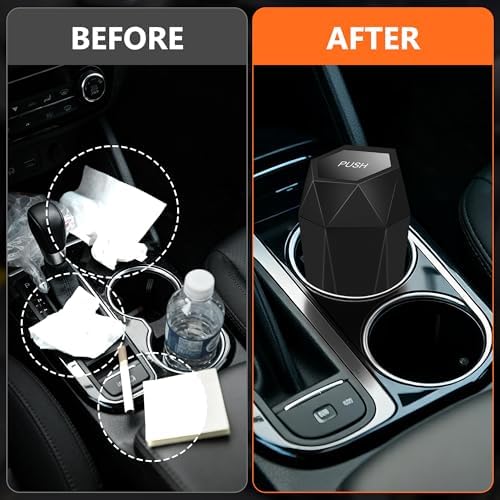 Car Trash Can with Lid, Leakproof, 30 Trash Bags, Black, 2 Pack