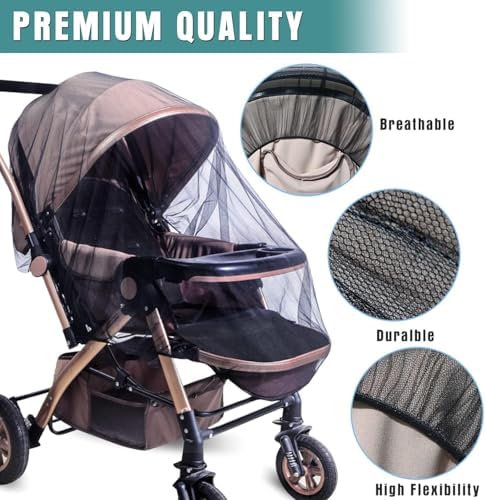 Sysmie 2 Pack Baby Stroller Mosquito Net, Durable Mesh Protection, Black