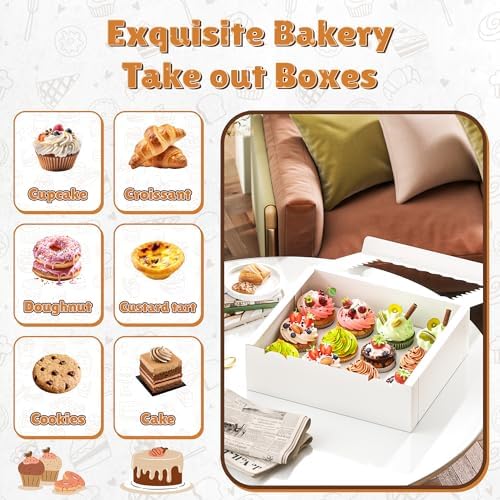 RYDDOY 4 Pack White Cupcake Boxes, Hold 12 Count Cupcake, Cupcake Carriers