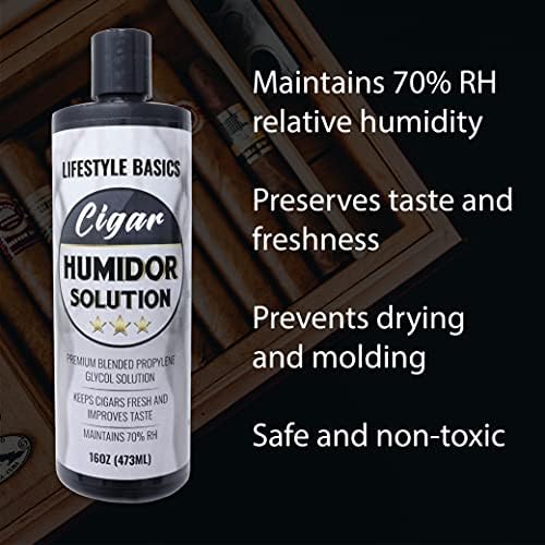 Cigar Humidor Solution 16 oz, Humidifier Liquid, 70% RH