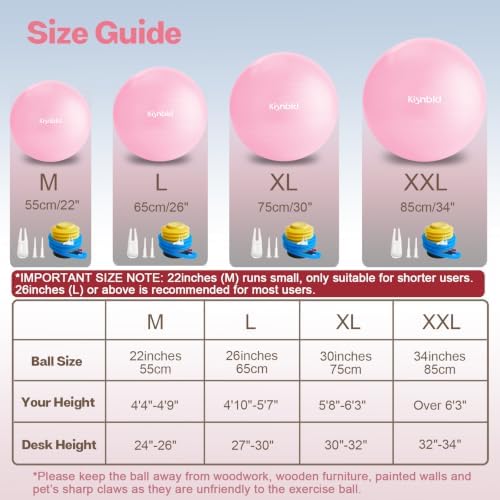 kisnbld Exercise Ball, Extra Thick Yoga Ball for Home Workout & Stability