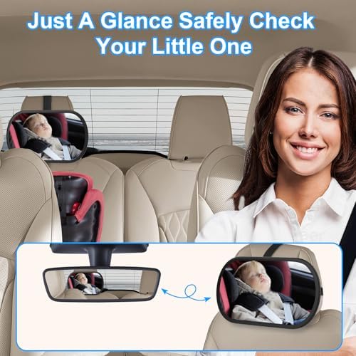 Baby Car Mirror, Car Seat Mirror for Rear Facing, Black