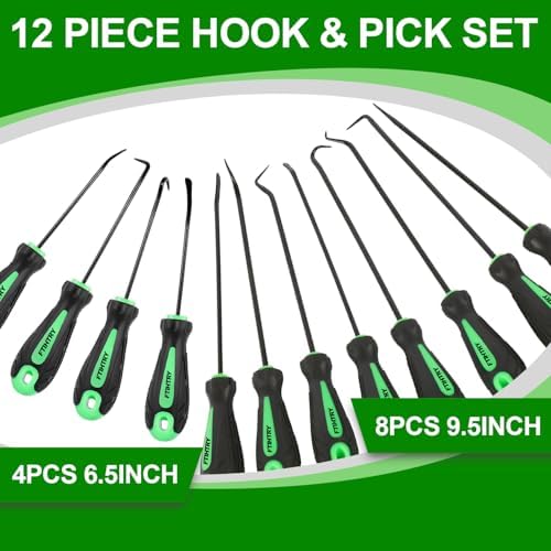 FTIHTRY 12-Piece Pick and Hook Tools Set, Pick Tool Set Car Auto Oil Seal/O-Ring Seal Gasket Pick Hooks Puller Remove, Long and Mini Pick Tool Set