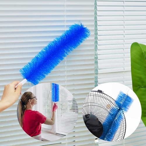 Fan Cleaner Brush, Fan Brush Cobweb Duster Microfiber Duster Ideal for Ceiling Duster, Household Duster for Curtains, Fan Cleaner for Box Fan (2 Pack) (Blue)