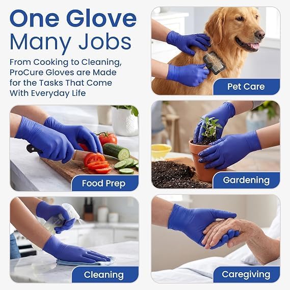 ProCure Disposable Nitrile Gloves - Latex & Powder Free - 200 Ct, Medium
