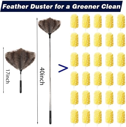 Soarer Extendable Ostrich Feather Duster,40inch,Handle Duster for Cleaning