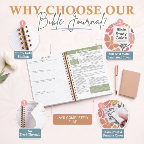 UNIMAXPRINT Bible Study Guides 66 Pages Journal for Women, Spiral Notebook