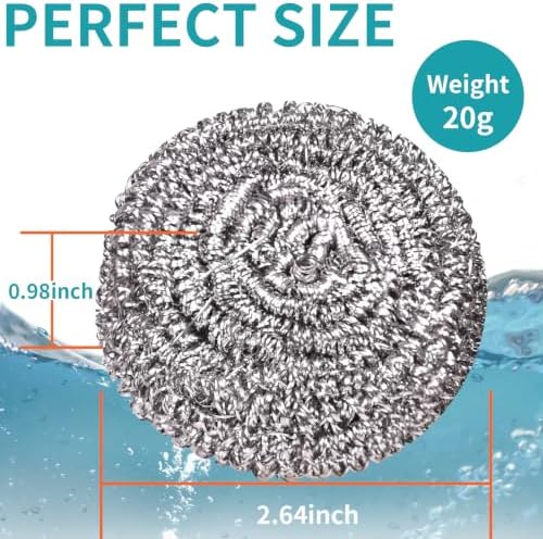 12Pcs Steel Wool Scrubber Pads for Cleaning Dishes, Pans, Pots, Ovens, Grills, Sinks - Stainless Steel Scrubbers for Kitchen, 12 Pack