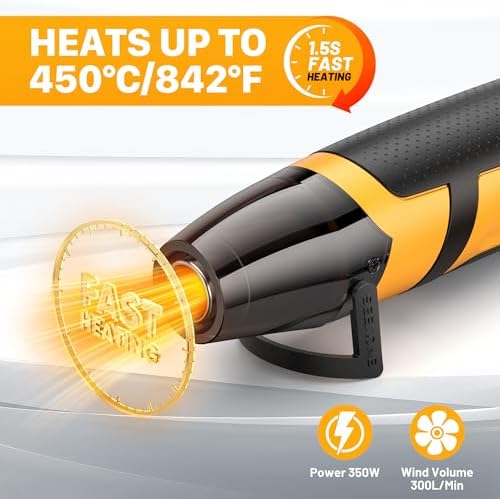 SEEKONE 350W Mini Heat Gun with 2-Temp Settings 842℉ & 500℉