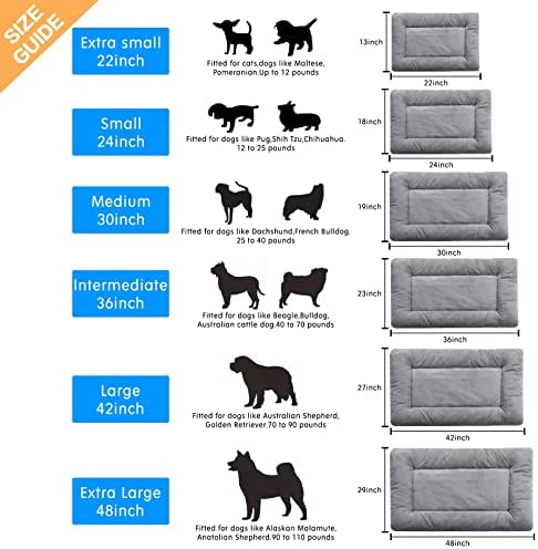 Dog Crate Pad Washable Dog Bed for Crate Medium Cozy Mat 36-Inch Gray