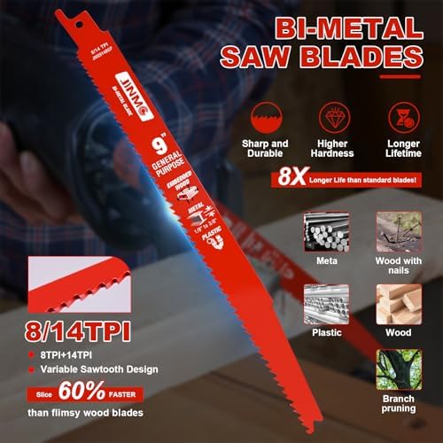 10 Pack 9 Inch 8/14TPI Reciprocating Saw Blades for Diablo Sawzall Blades