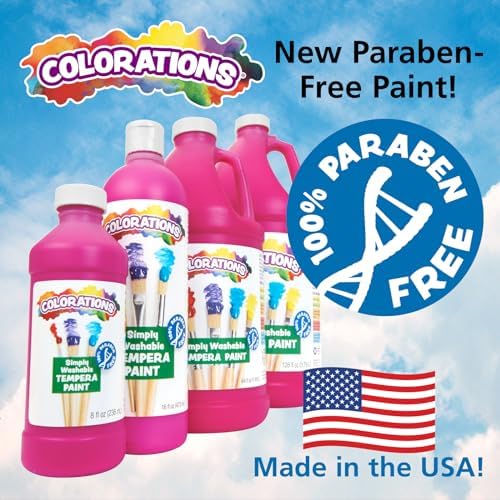 Colorations Paraben-Free Simply Washable Tempera Paint, Rainbow Plus 8-Pack